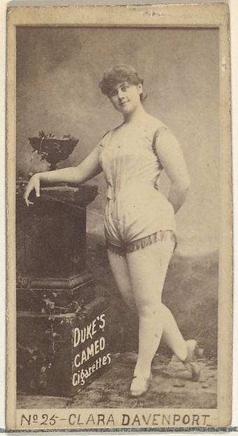 W. Duke, Sons & Co., Card Number 25, Clara Davenport, from the Actors and Actresses series (N145-4) issued by Duke Sons & Co. to promote Cameo Cigarettes