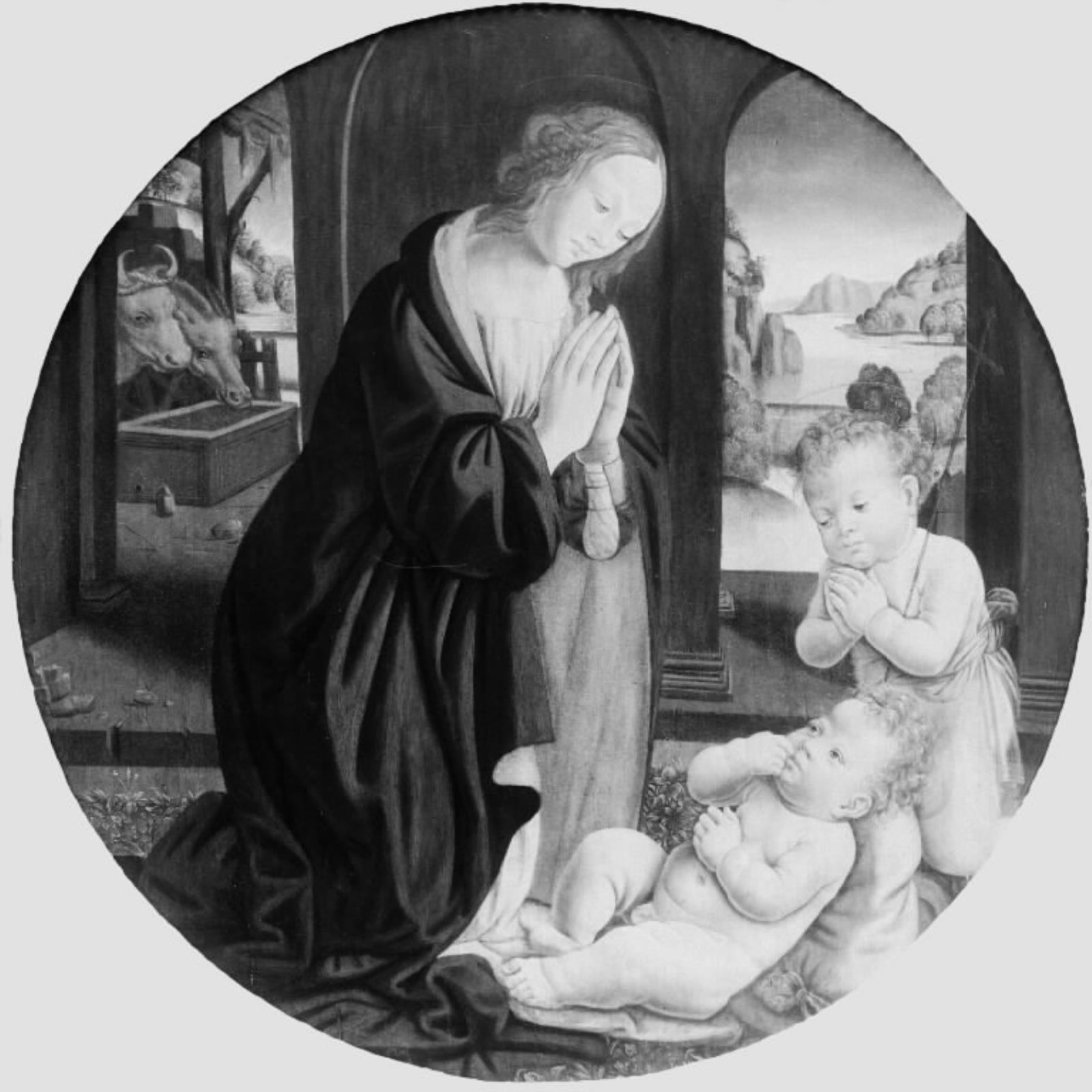 Lorenzo di Credi, Madonna og den lille Johannes tilbeder Kristusbarnet