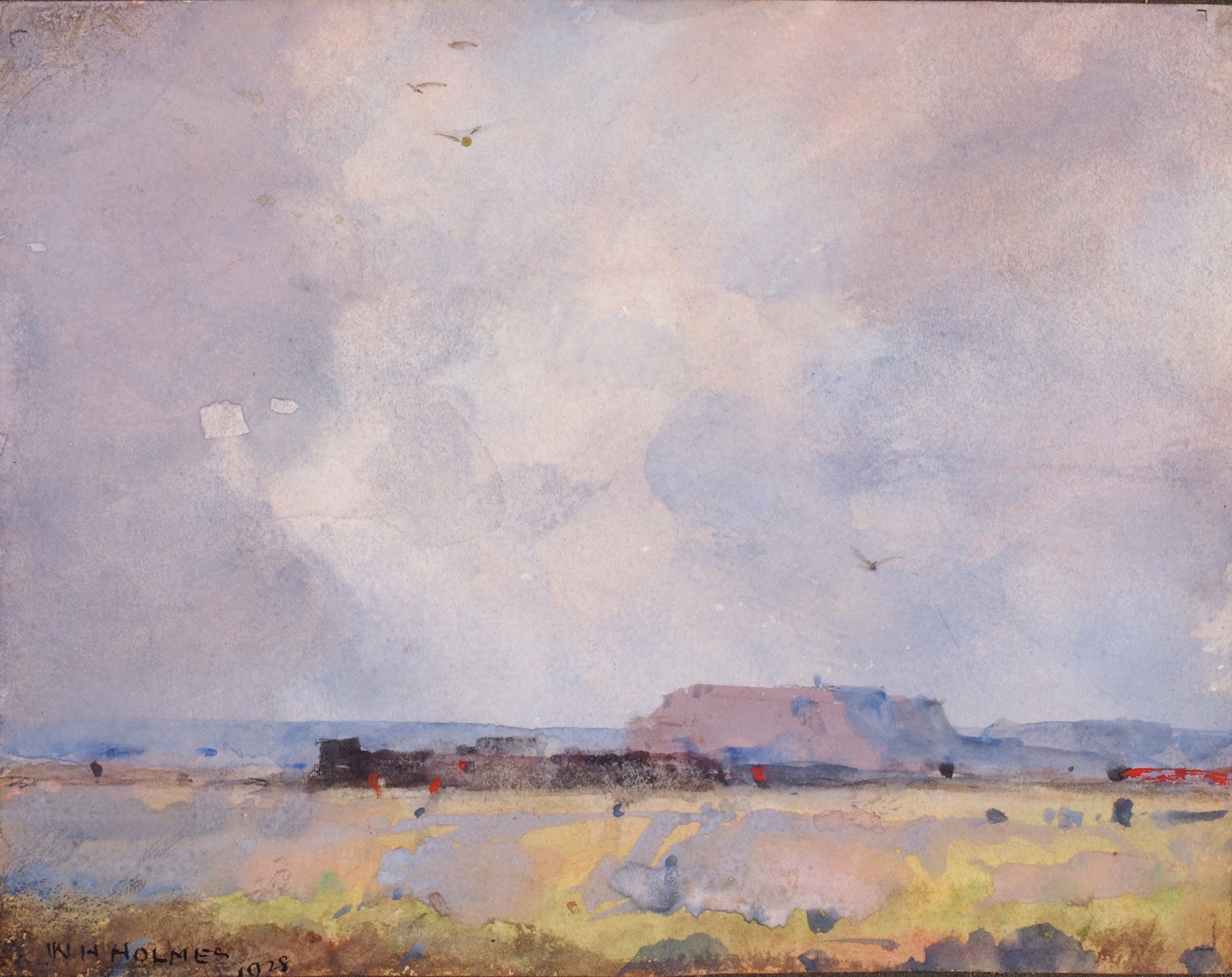 William Henry Holmes, In the Plateau Country, with an Inhabited Pueblo