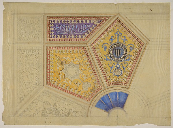 Jules-Edmond-Charles Lachaise, Design for the painted decoration of a coffered ceiling