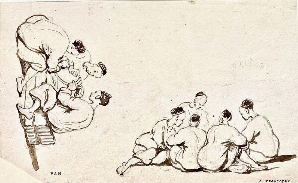 George Chinnery, Two groups of seated Chinese players