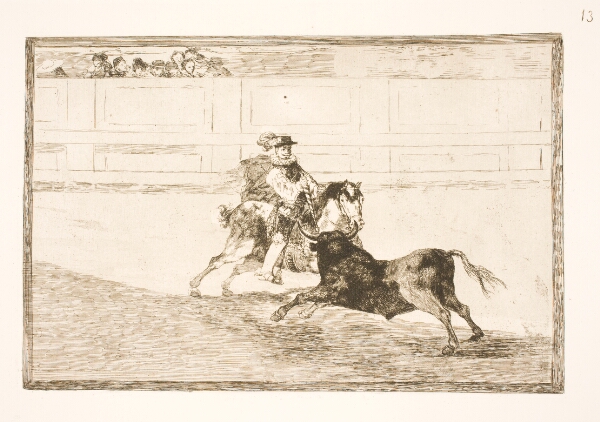 Francisco de Goya, En spansk rytter i arenaen knækker små spyd uden assistance fra sekundanterne