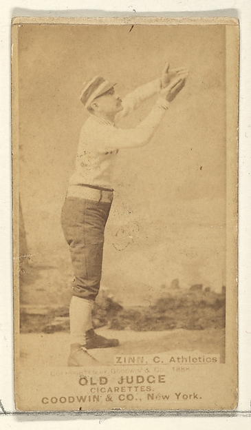 Goodwin & Company, Zinn, Catcher, Philadelphia Athletics, from the Old Judge series (N172) for Old Judge Cigarettes