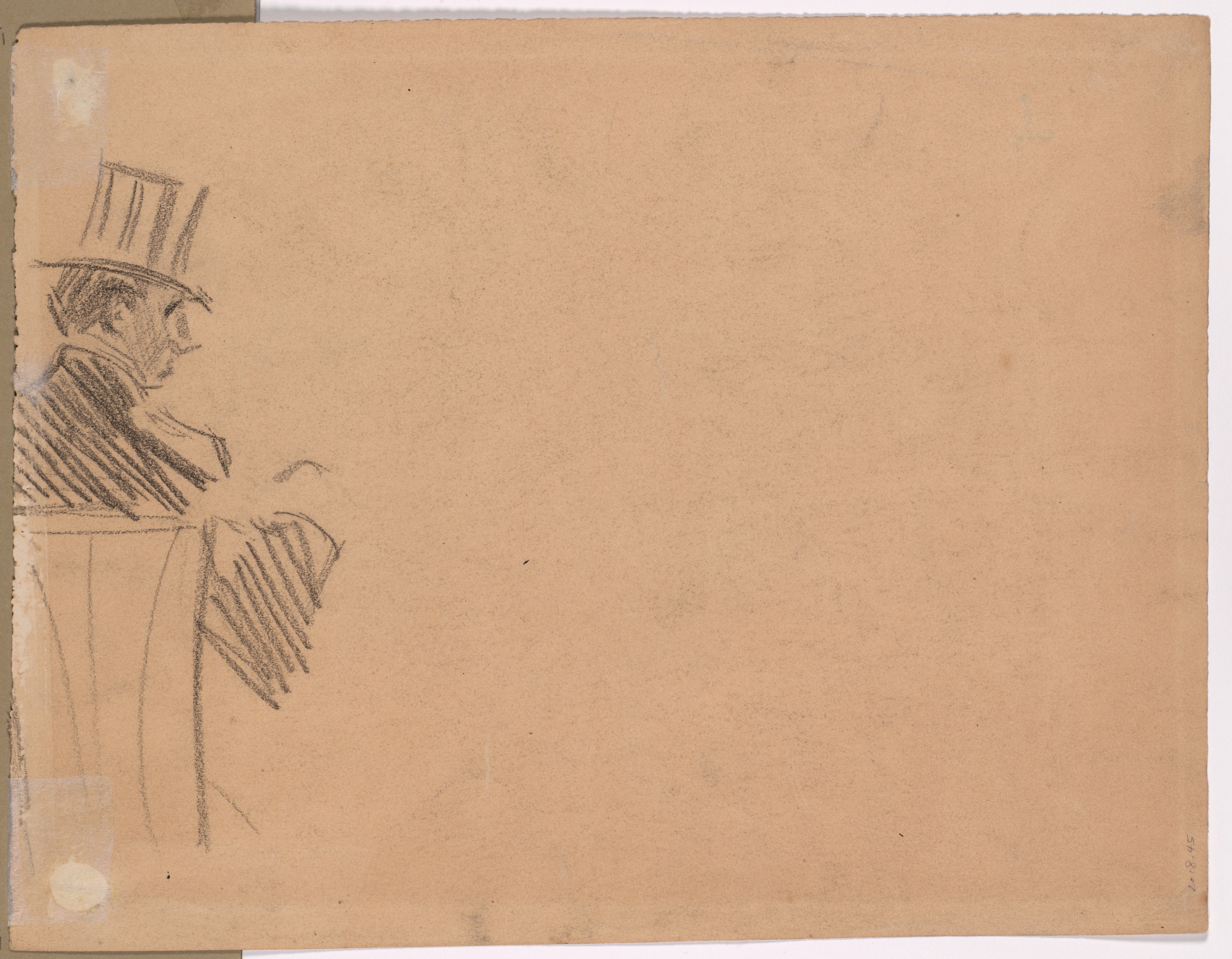 Jean Louis Forain, Right Profile of Man Wearing Tall Hat (verso)