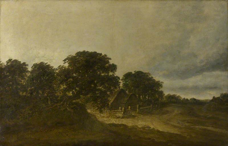 Georges Michel, Landscape with Trees, Buildings and a Road