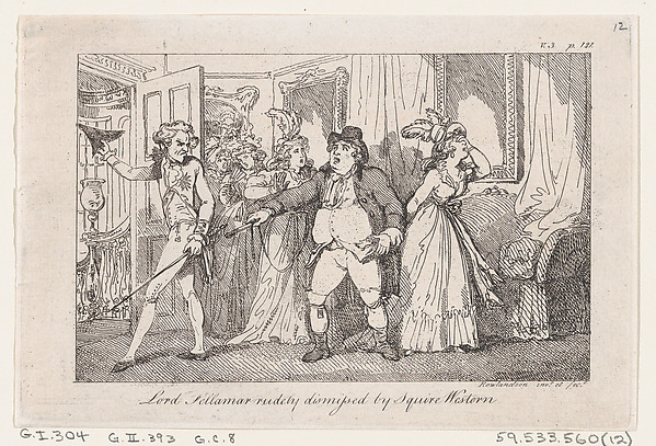 Thomas Rowlandson, Lord Tellamar Rudely Dismissed by Squire Western, from "The History of Tom Jones, a Foundling"