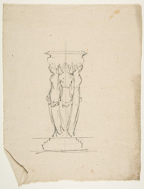 Anonymous, French, 19th century, Desing for a base or support with three female figures