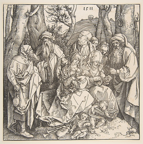 Albrecht Dürer, The Holy Family with Saints and Two Musical Angels