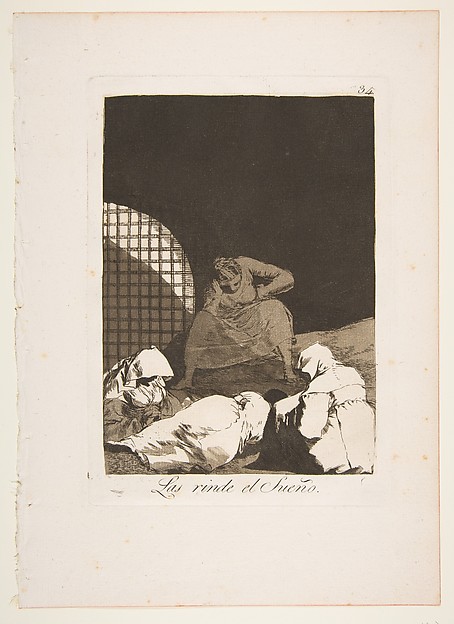 Goya (Francisco de Goya y Lucientes), Plate 34 from "Los Caprichos": Sleep overcomes them (Las rinde el Sueño)