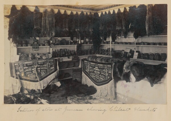 Unknown, Interior of Store at Juneau Showing Chilcat Blankets