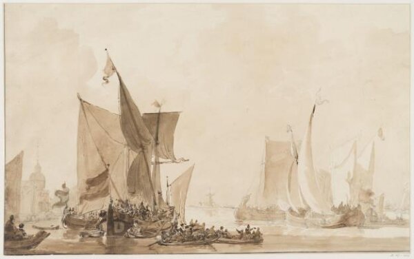 Augustus Wall Callcott, Seapiece with shipping