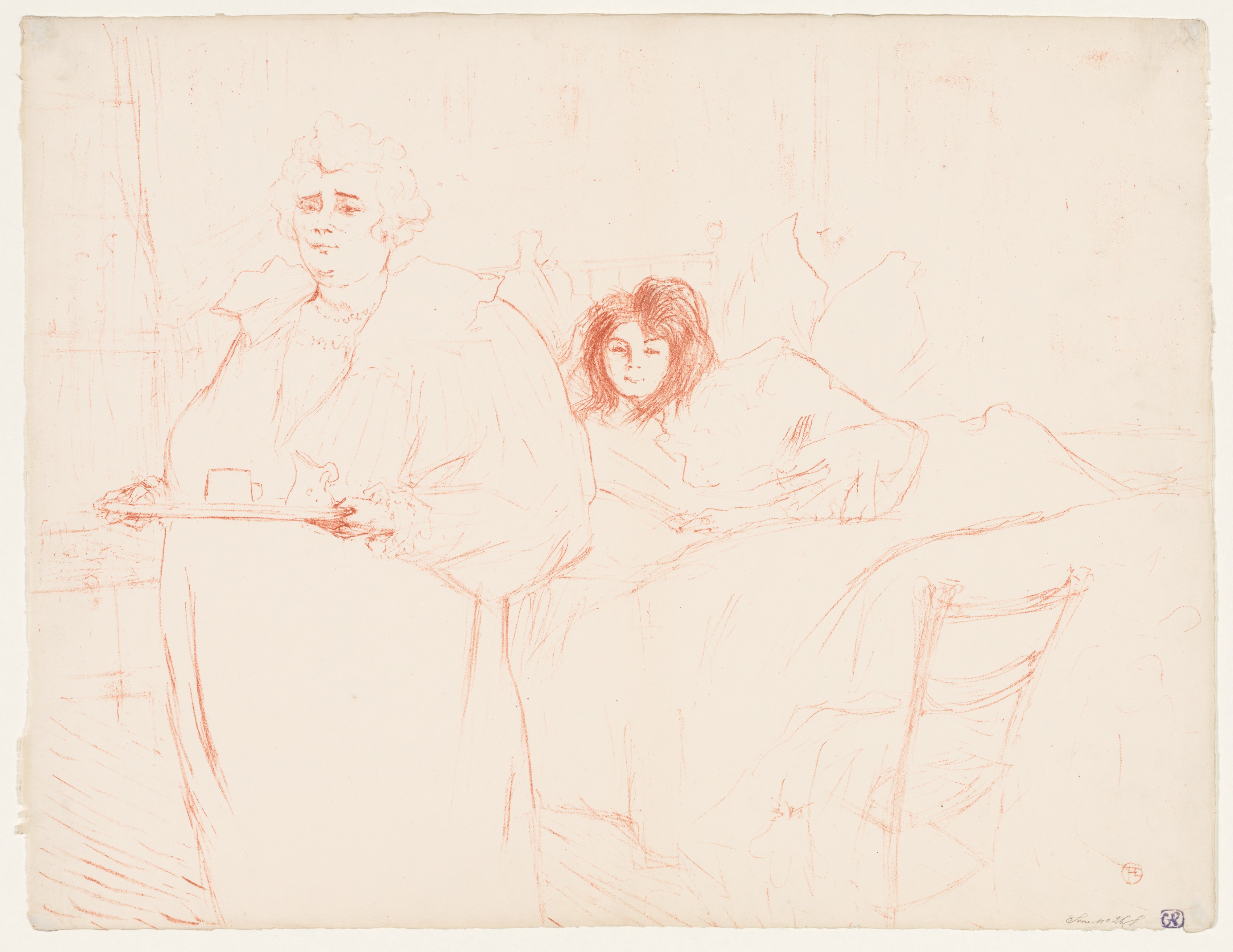 Henri de Toulouse-Lautrec, Elles: Woman Carrying a Tray, Mme. Baron and Mlle. Popo