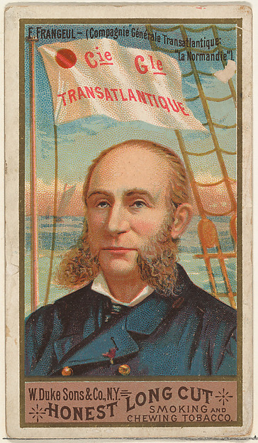 W. Duke, Sons & Co., E. Frangeul, from the Sea Captains series (N127) issued by Duke Sons & Co. to promote Honest Long Cut Tobacco