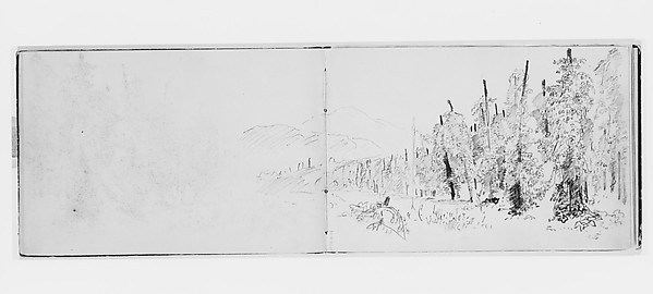 William Trost Richards, Landscape with Forest, Fields, and Mountains (from Sketchbook X)