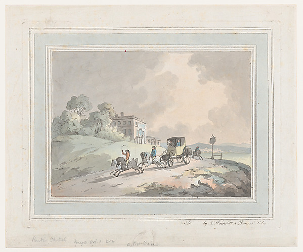 Thomas Rowlandson, Rustic Sketch, or A Post Chaise (Travelling)
