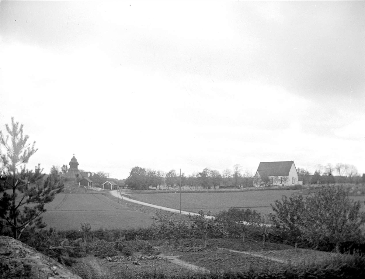 August Fredrik Schagerström, Landskapsvy med Östuna kyrka, Östuna socken, Uppland 1917