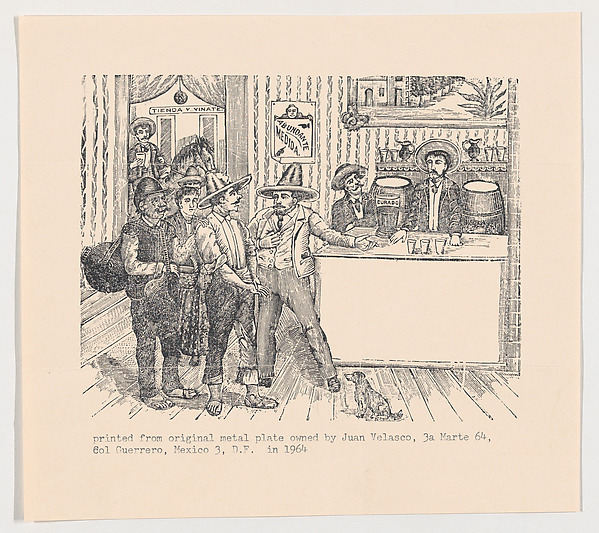 José Guadalupe Posada, Men  in a tavern standing around a bar