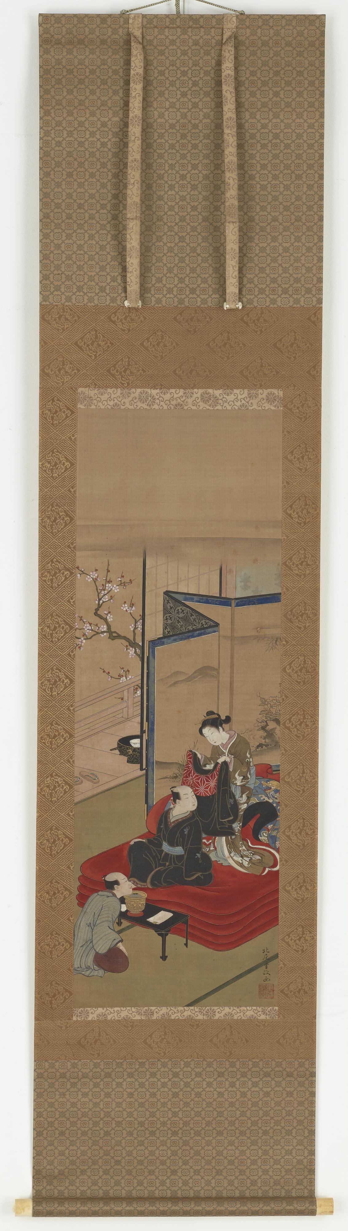 Kitao Shigemasa, A courtesan helping a man to dress