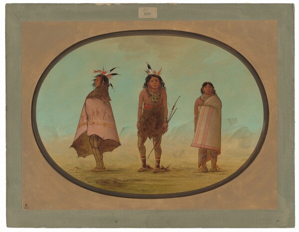 George Catlin, Yntah Medicine Man, a Warrior, and a Woman