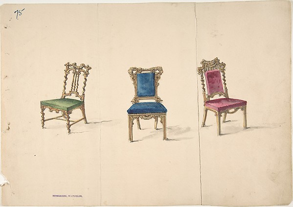 Anonymous, British, 19th century, Designs for Three Chairs