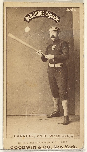 Goodwin & Company, John A. "Jack" Farrell, 2nd Base, Washington Nationals, from the Old Judge series (N172) for Old Judge Cigarettes