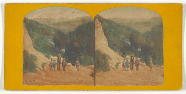Unknown, [Man walking a path with four children]