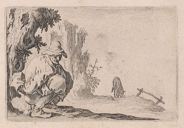 Jacques Callot, La Paysan Accroupi (The Peasant Squatting), from "Les Caprices" Series B, The Nancy Set