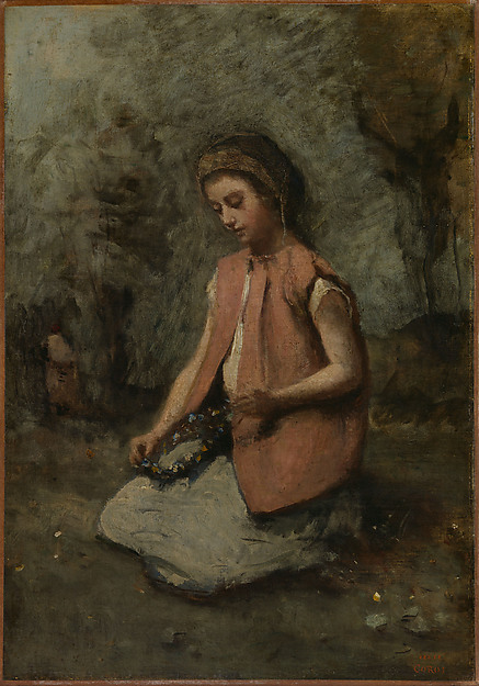 Camille Corot, Girl Weaving a Garland