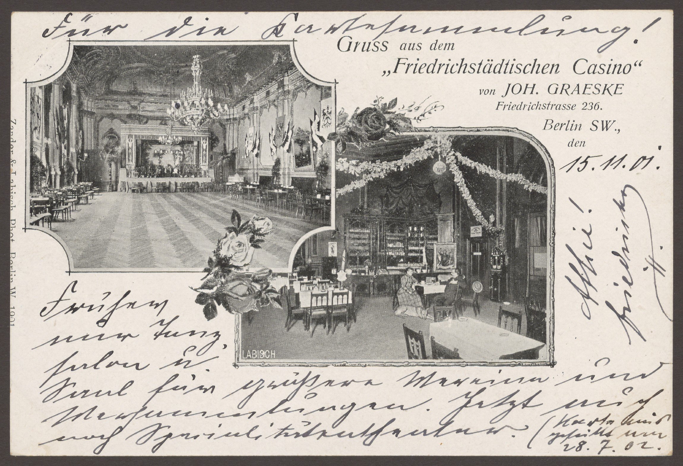 Fotoatelier Zander & Labisch, Ansichtskarte Friedrichstädtisches Casino, Friedrichstraße [2/3]
