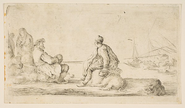 Stefano della Bella, A young sailor and an old man sitting by the sea