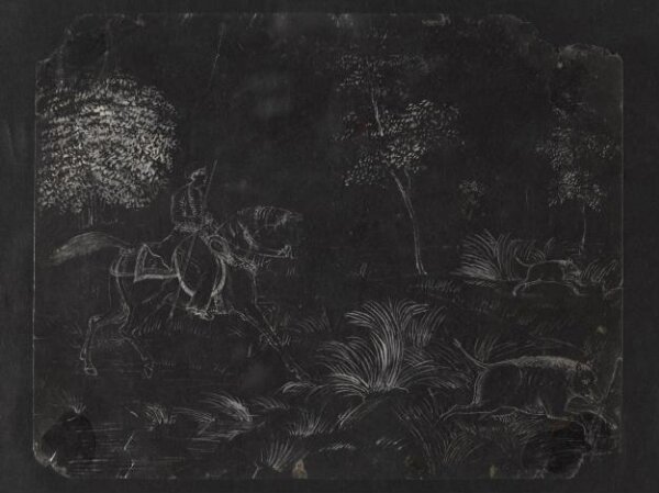Unknown, One of twenty-seven paintings, mainly depicting hunting scenes.