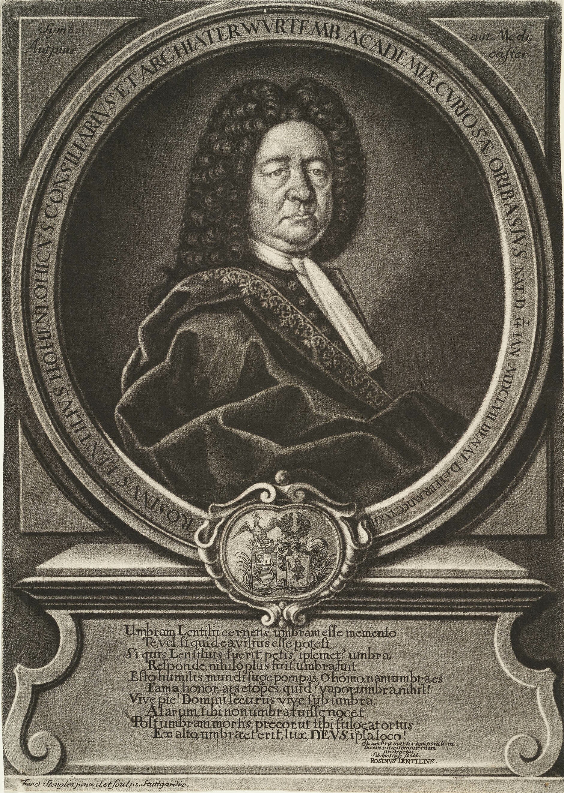 Ferdinand Stenglin (Maler), Bildnis Rosinus Lentilius