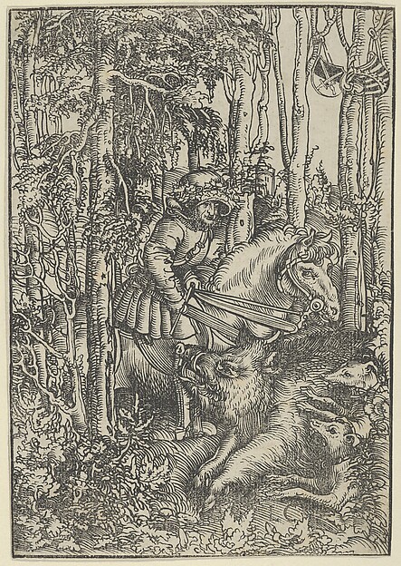 Lucas Cranach the Elder, Hunter on Horseback Hunting a Wild Boar