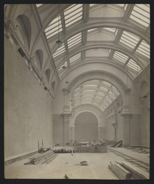 Unknown, Victoria and Albert Museum, Gallery 48, West Hall during construction looking towards east
