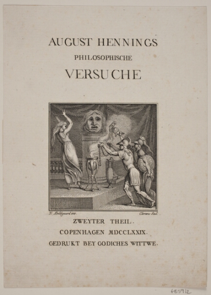J.F. Clemens, Titelblad med vignet forestillende to krigere, som bringer en hjelm frem mod et alter