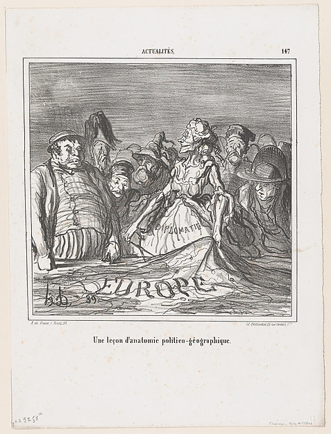 Honoré Daumier, A political-geographical anatomy lesson, from 'News of the day,' published in "Le Charivari"