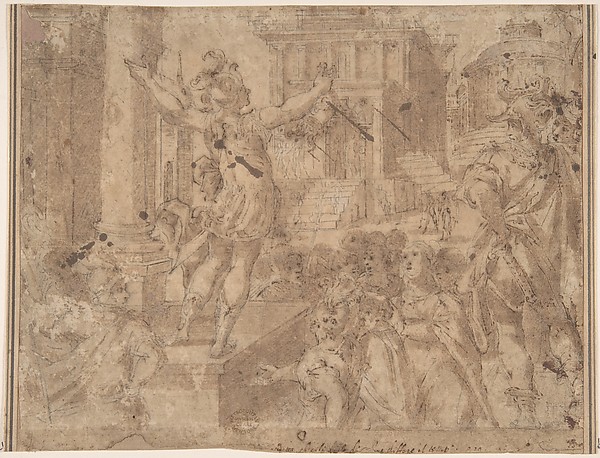 Anonymous, Italian, 16th century, Young Soldier Showing a Head to the Populace (David?)
