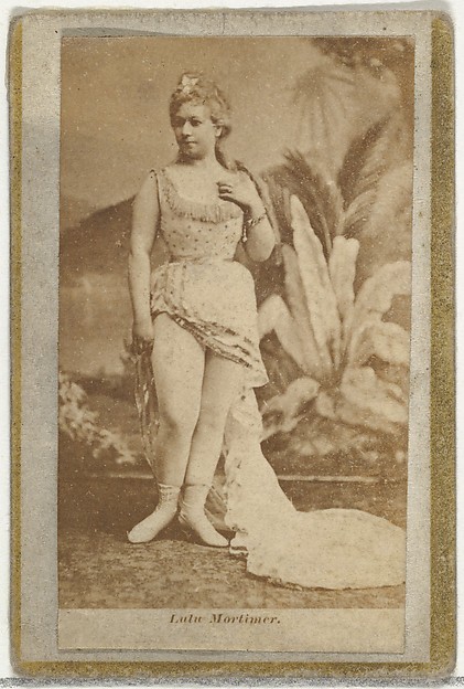 Allen & Ginter, Lulu Mortimer, from the Actresses and Celebrities series (N60, Type 2) promoting Little Beauties Cigarettes for Allen & Ginter brand tobacco products