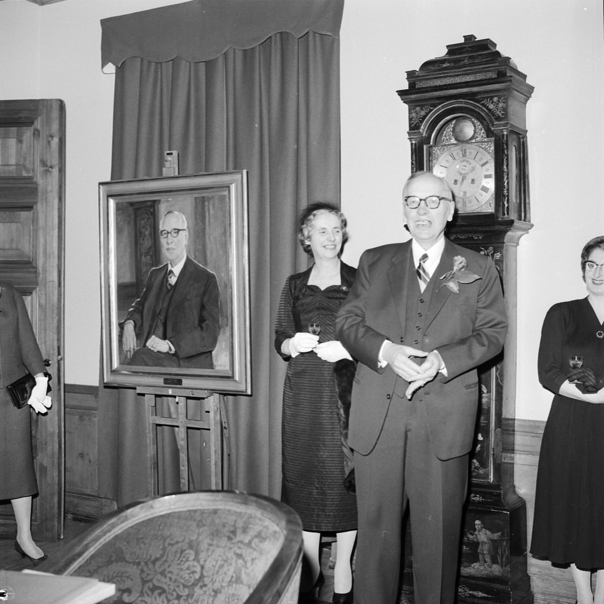 Uppsala-Bild, Gustav Adolfs Akademien, oil painting depicting Jöran Sahlgren, Uppsala 1959