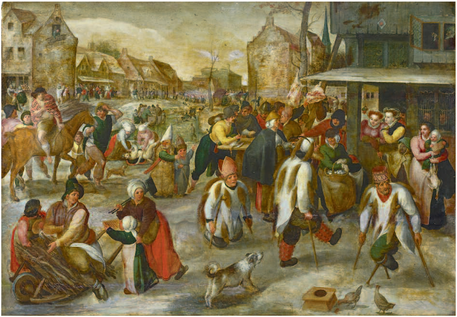 Marten van Cleve, Carnival in a Village with Beggars Dancing