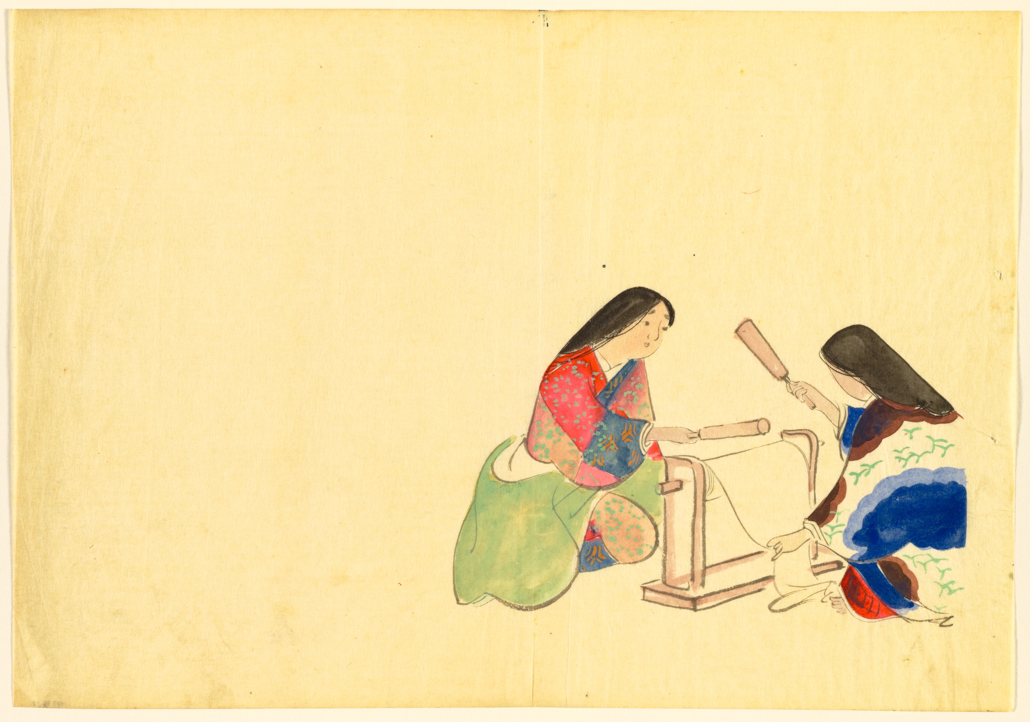 Kamisaka Sekka, Flowers of a Hundred Worlds (Momoyogusa): Fulling Silk (Uchiginu)