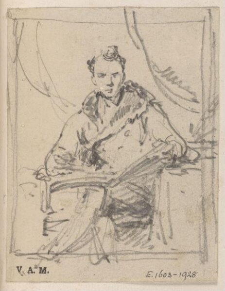 George Chinnery, A Western man seated with a book on his knee