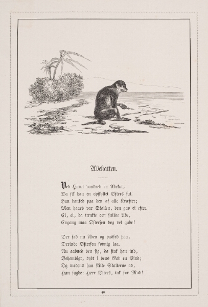 H.P. Hansen, Abekatten. Illustration til H.V. Kaalund, "Fabler for Børn"
