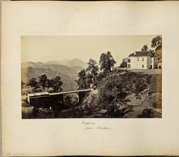 Samuel Bourne, Mussoorie; Bridge and Barrack near the cantonment Church
