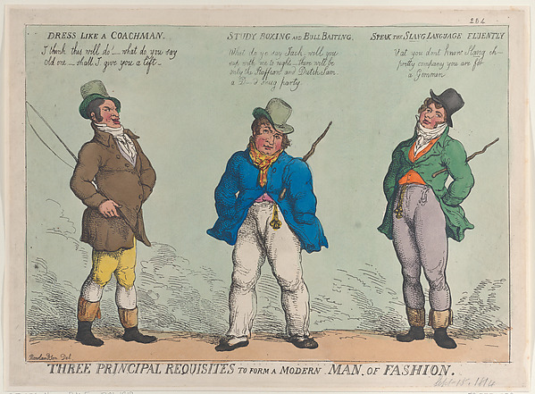 Thomas Rowlandson, Three Principal Requisites to Form a Modern Man of Fashion