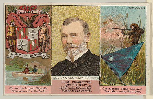 W. Duke, Sons & Co., Governor Jackson, Maryland, from "Governors, Arms, Etc." series (N133-2), issued by Duke Sons & Co.