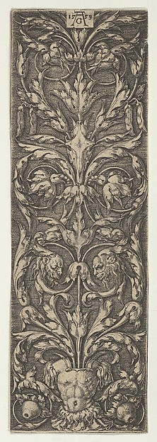 Heinrich Aldegrever, Vertical Panel with Inhabited Candelabrum Rising from a Cuirass