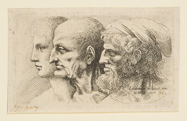 Wenceslaus Hollar, Three Heads in Profile