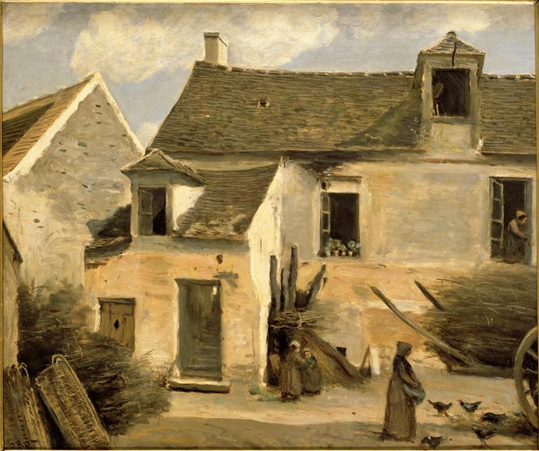 Jean-Baptiste Camille Corot, Courtyard of a house around Paris