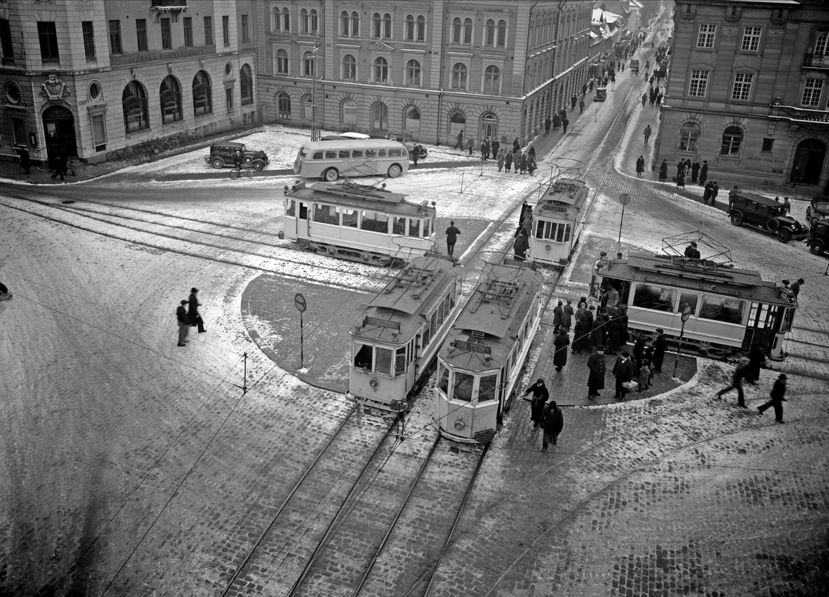 Paul Sandberg, Spårvagnar på Stora Torget, Uppsala 1939